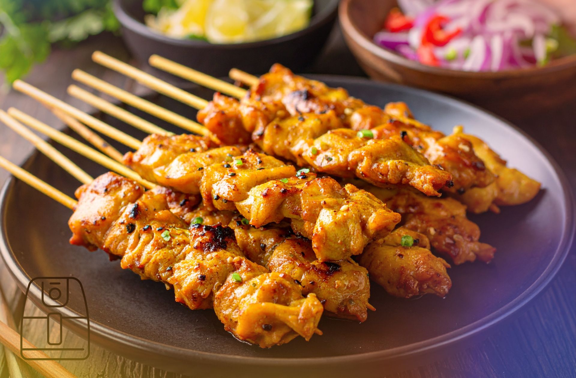 Kipsaté met pindasaus uit de Airfryer