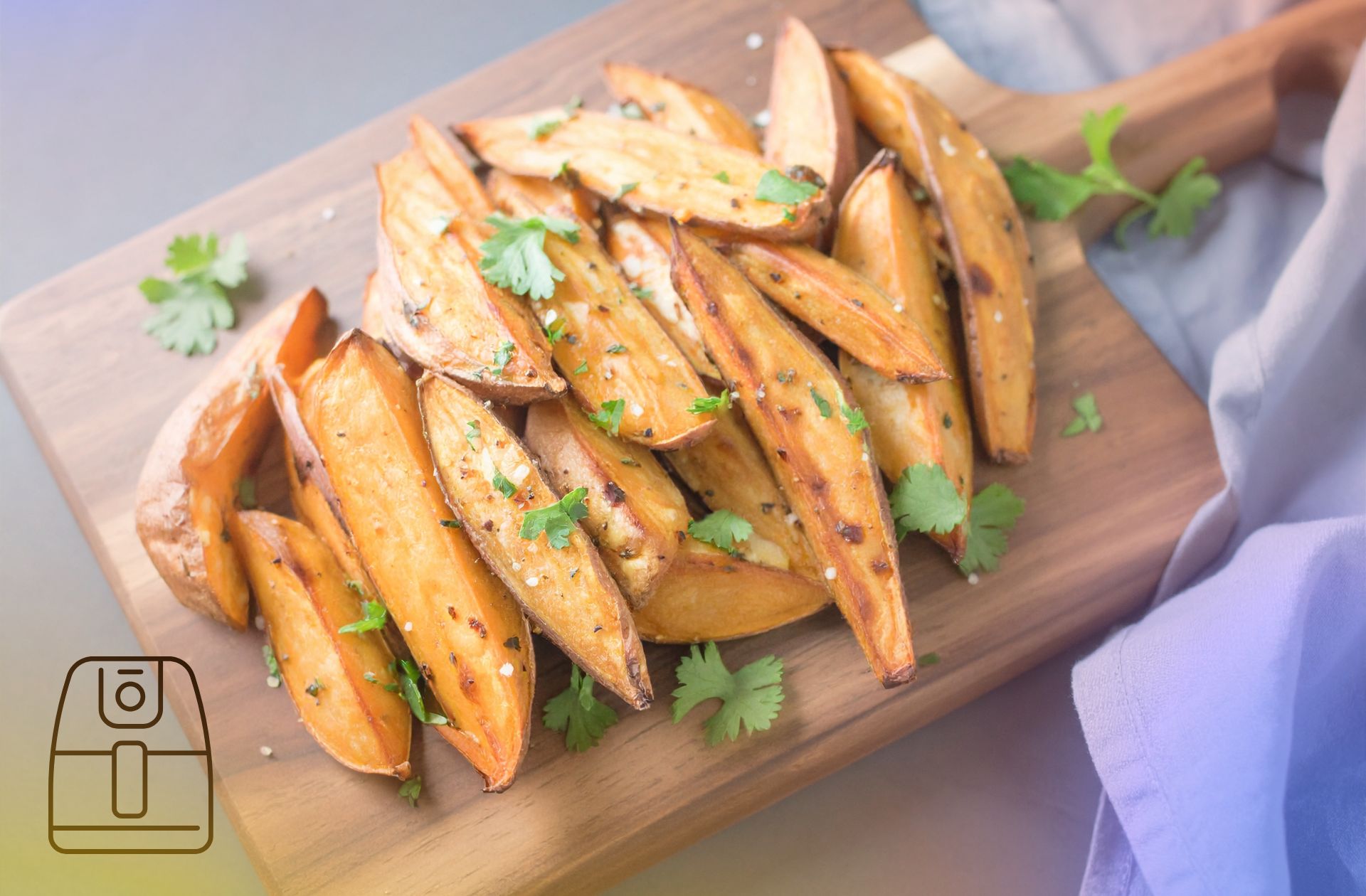 Zoete aardappel wedges uit de Airfryer